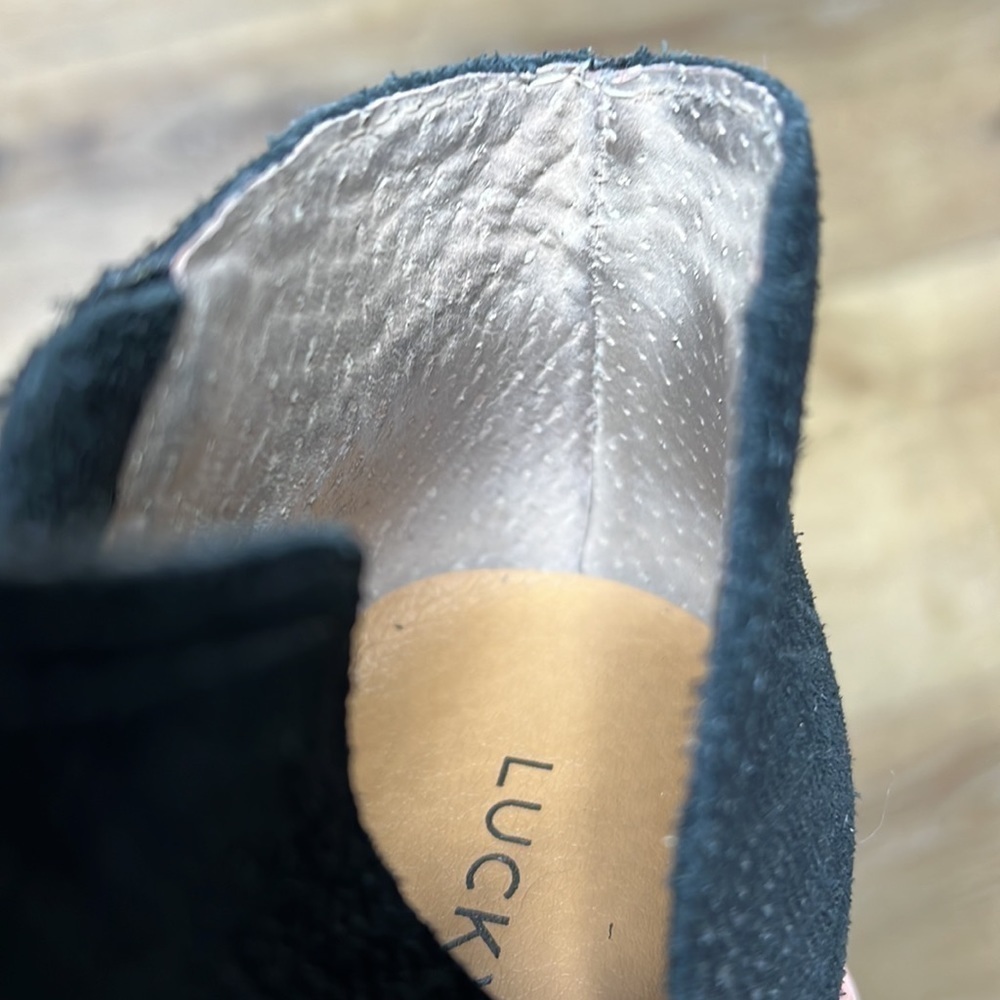 Lucky Brand Black Pickla Suede Ankle Boots Size 37.5/7M - Picture 9 of 9
